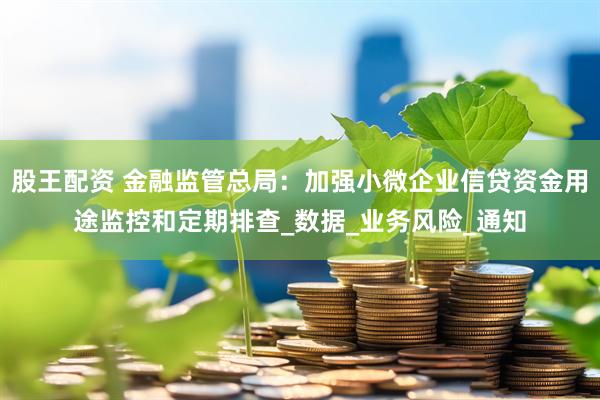 股王配资 金融监管总局：加强小微企业信贷资金用途监控和定期排查_数据_业务风险_通知