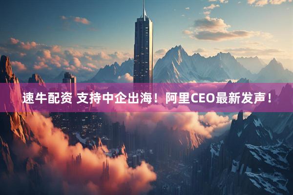 速牛配资 支持中企出海！阿里CEO最新发声！