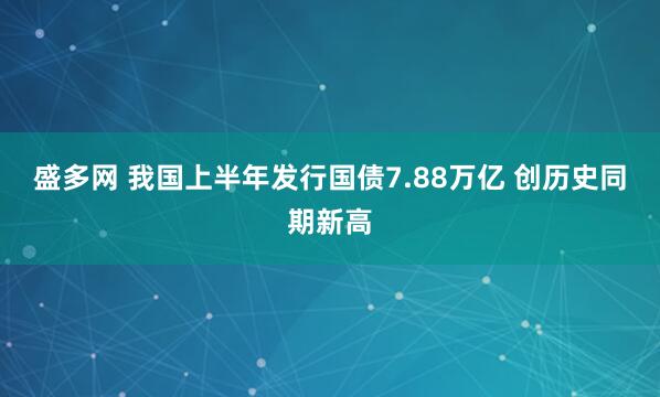 盛多网 我国上半年发行国债7.88万亿 创历史同期新高