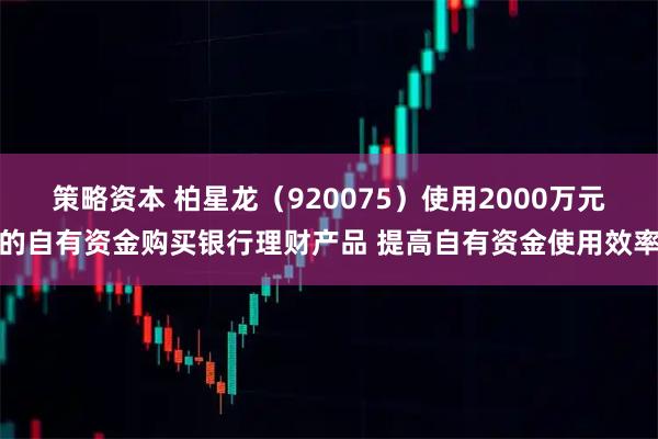 策略资本 柏星龙（920075）使用2000万元的自有资金购买银行理财产品 提高自有资金使用效率